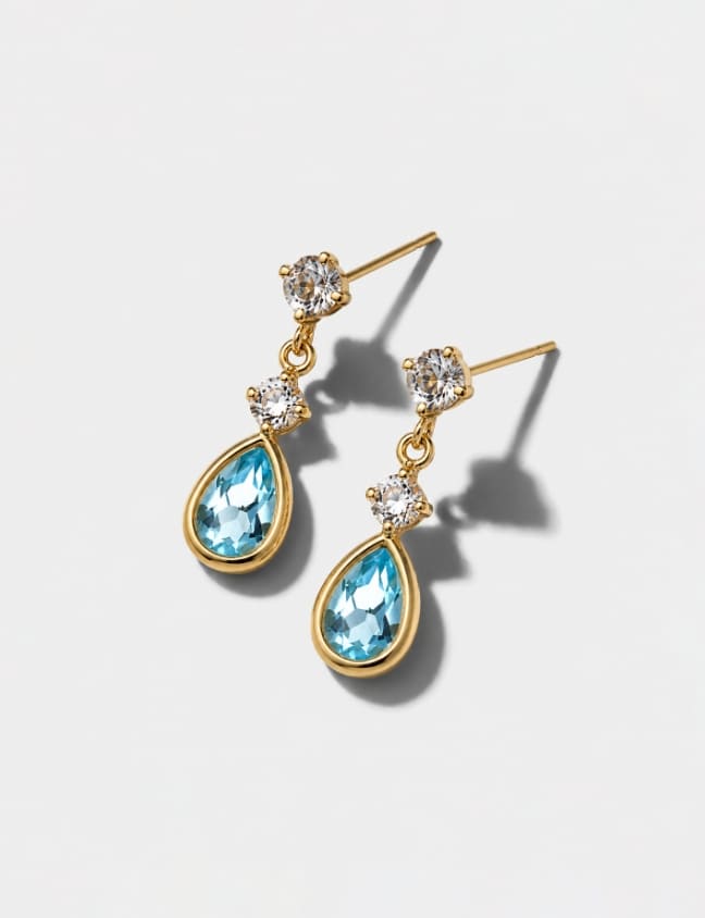 K18イエローゴールド アクアマリン トパーズ ピアス