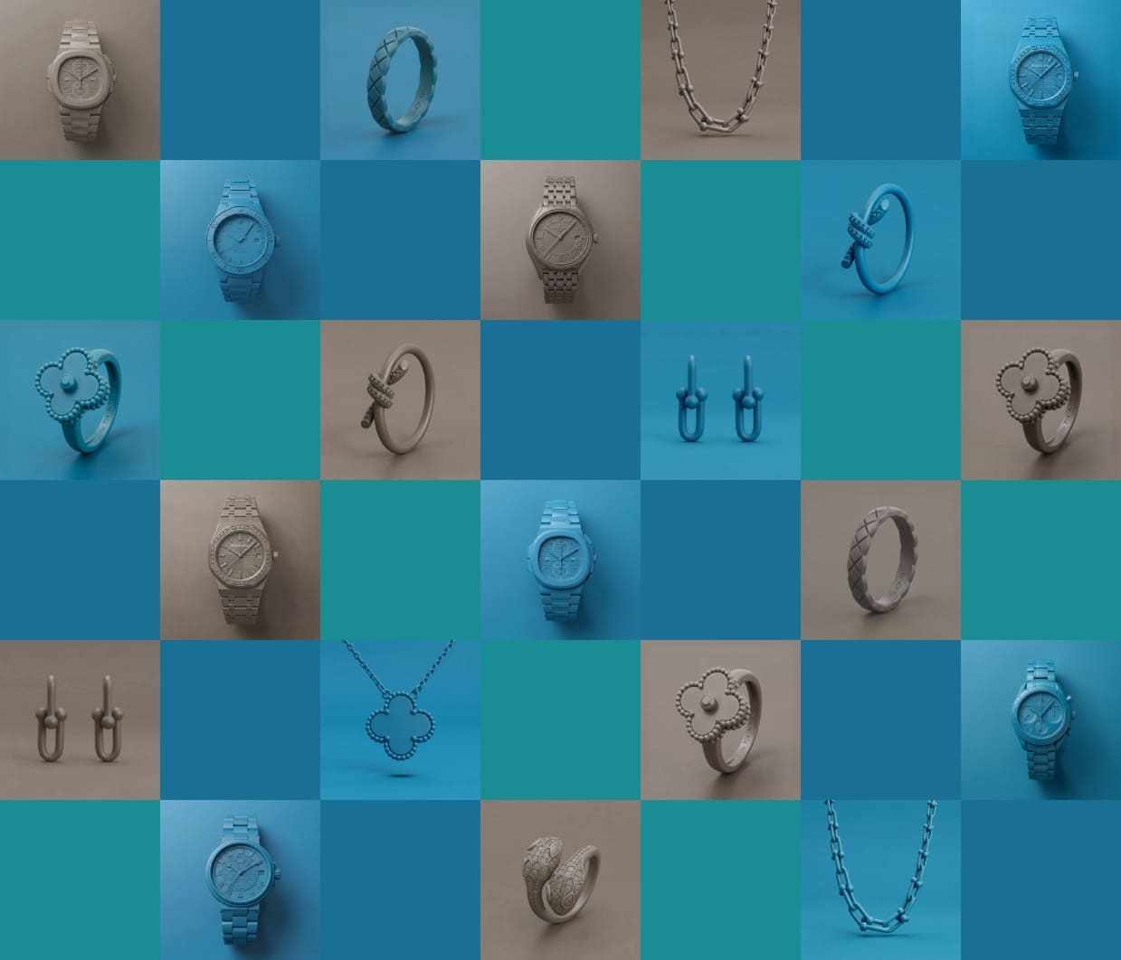 時計とジュエリーの写真が並んだ画像