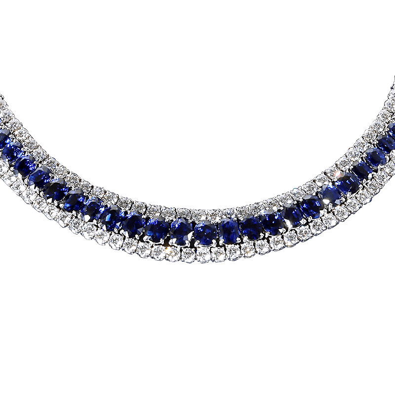 18WG Sapphire 102.400ct Diamond 22.620ct Necklace