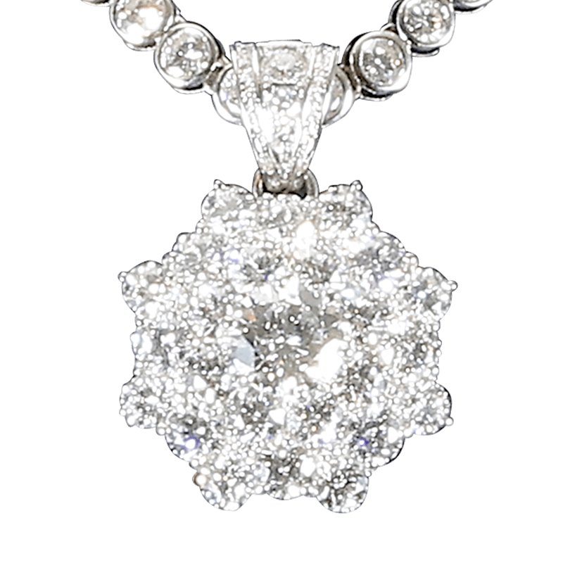 PT900 Diamond 4.341ct Round Necklace