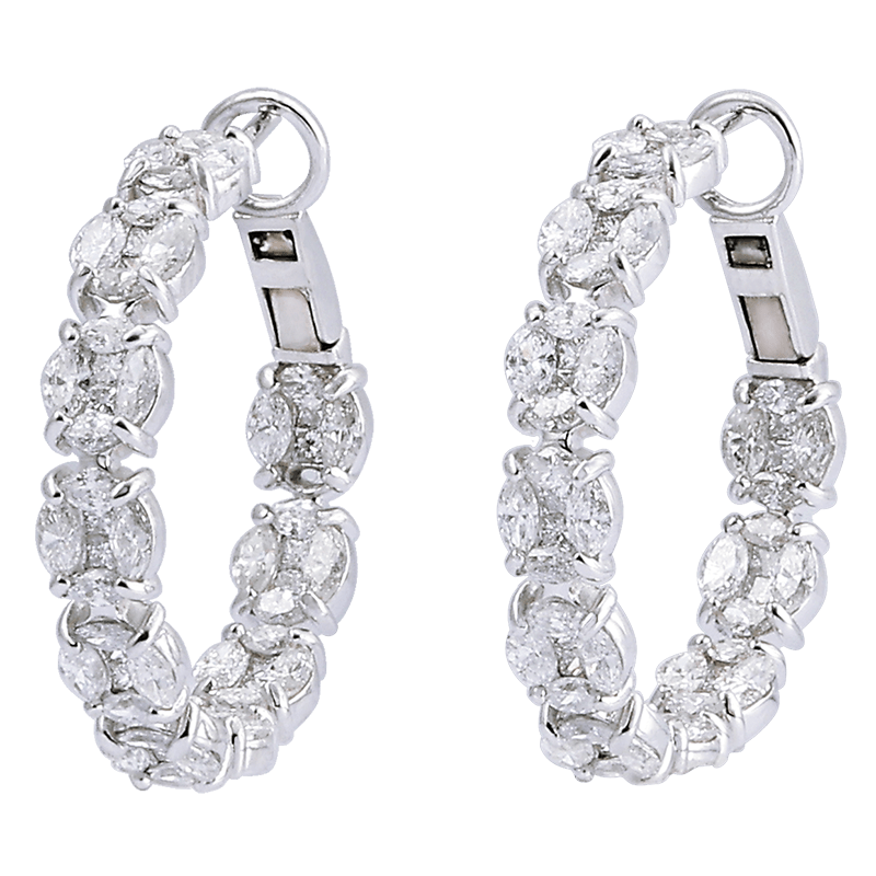 PT900 diamond hoop earrings