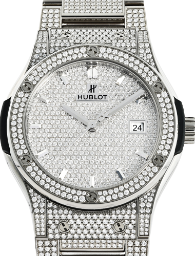 HUBLOT クラシックフュージョン チタニウム ブレスレット フルパヴェ