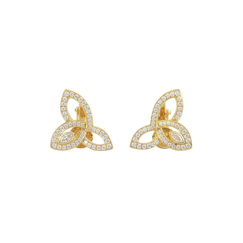 Harry Winston Lily Cluster K18YG Yellow Gold Earrings Used