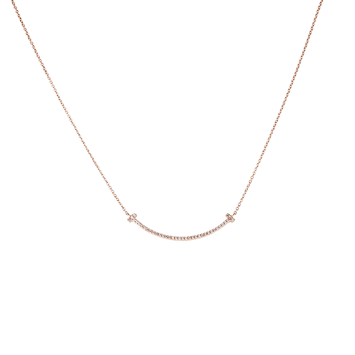 Tiffany T Smile Small T K18PG Pink Gold Necklace Used