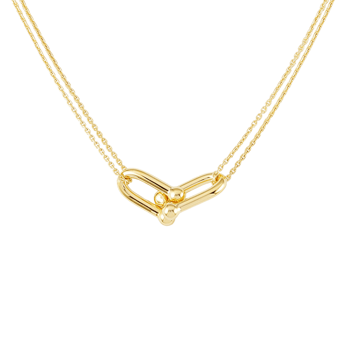 Tiffany Double Link Hardware K18YG Yellow Gold Necklace New