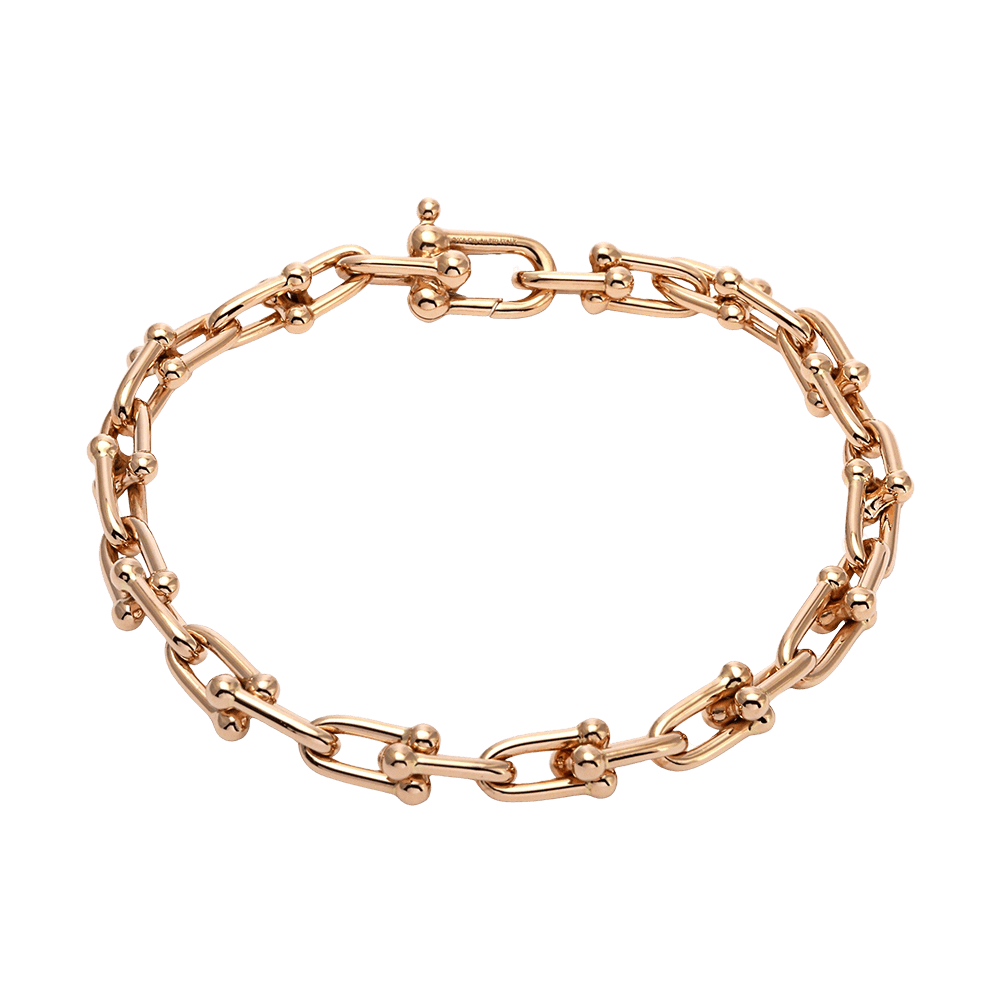Tiffany Hardware Small Link Large K18PG Pink Gold Bracelet New