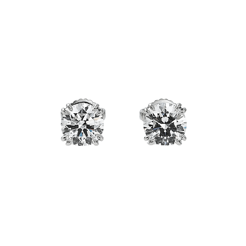 Harry Winston Round Cut Ear Studs Classic PT950 Earrings D New Old Item