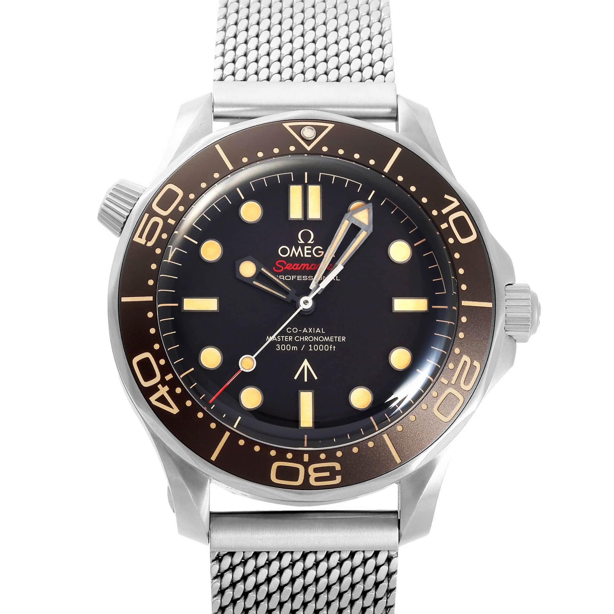 歐米茄海馬潛水員 300M 同軸至臻天文台錶 42 毫米 007 版 210.90.42.20.01.001 棕色錶盤二手手錶男式