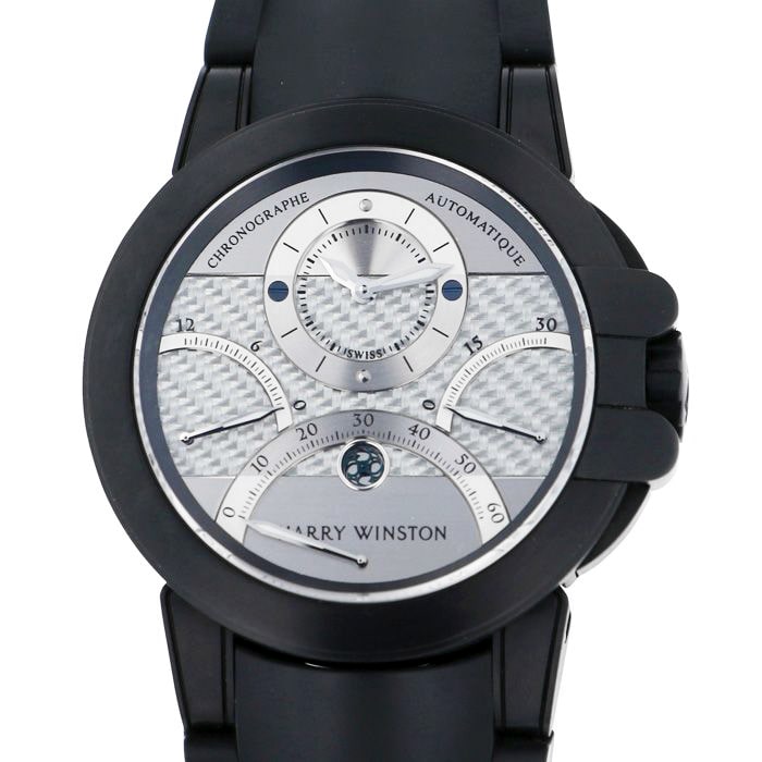 ハリー・ウィンストン HARRY WINSTON オーシャン トリレトロ クロノグラフ ブラックザリウム OCEACT44ZZ006 シルバー文字盤 新品 腕時計 メンズ