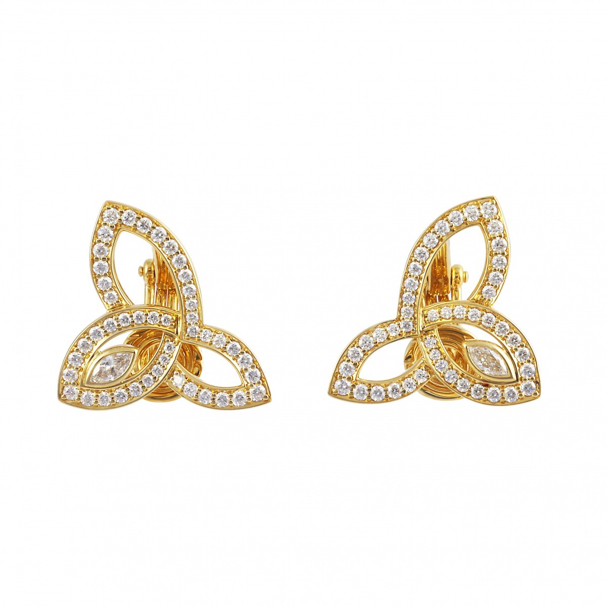 Harry Winston Lily Cluster K18YG Yellow Gold Earrings Used