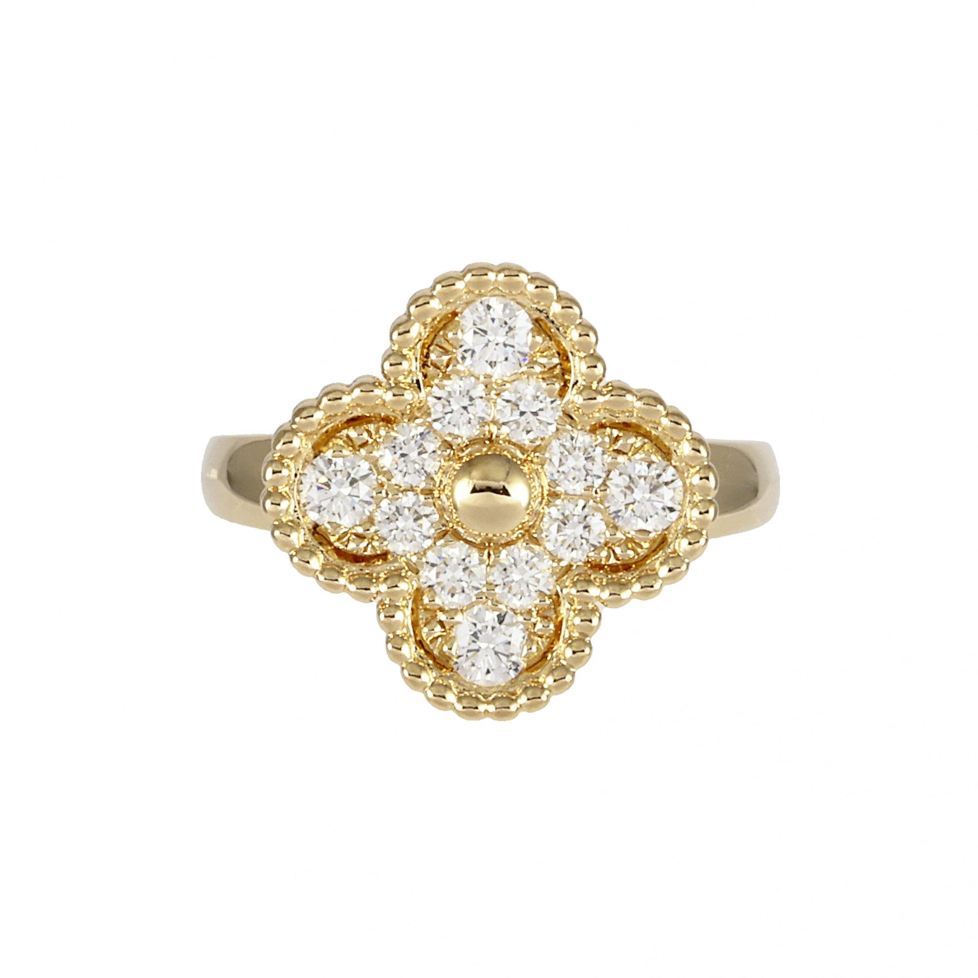 Van Cleef & Arpels Vintage Alhambra K18YG Yellow Gold Ring Used