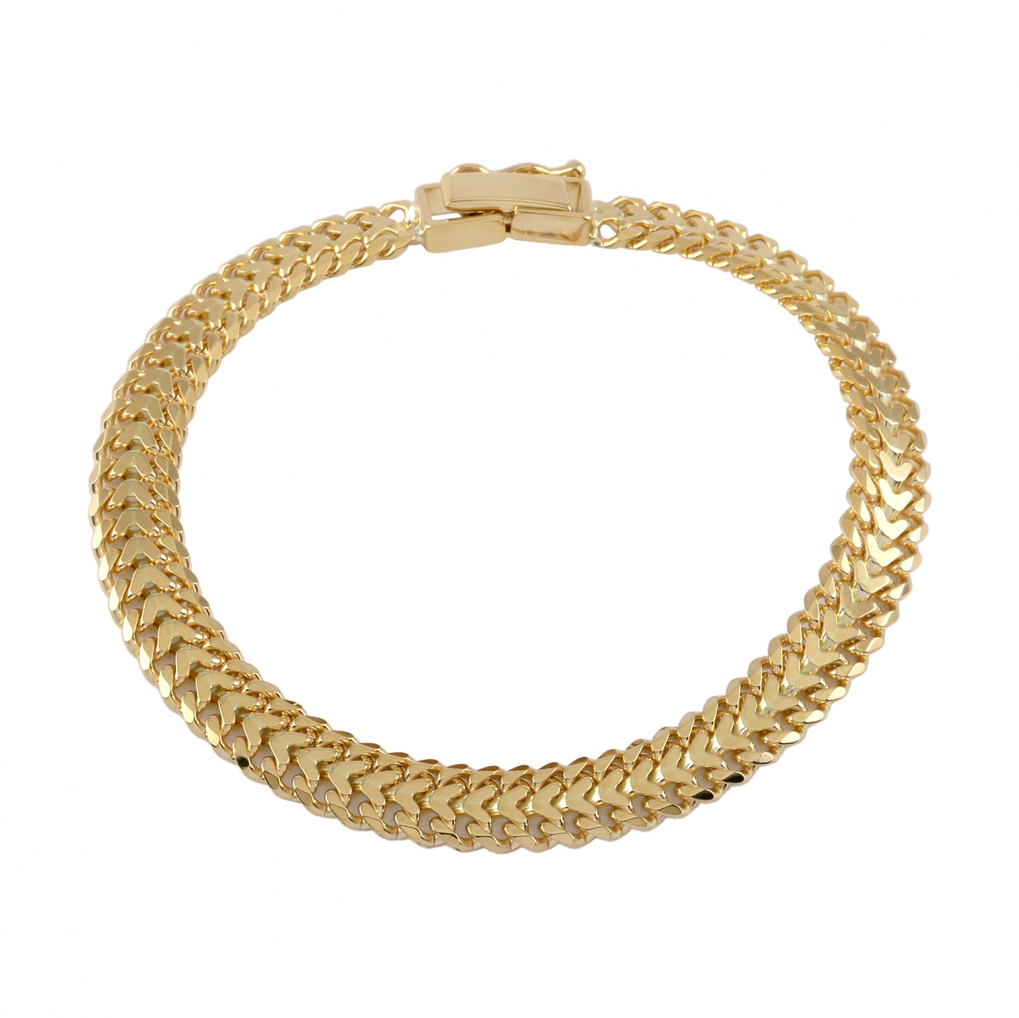 K18YG Yellow Gold Jigane Chain Bracelet 17cm Heart Bismarck 1.0 Kihei