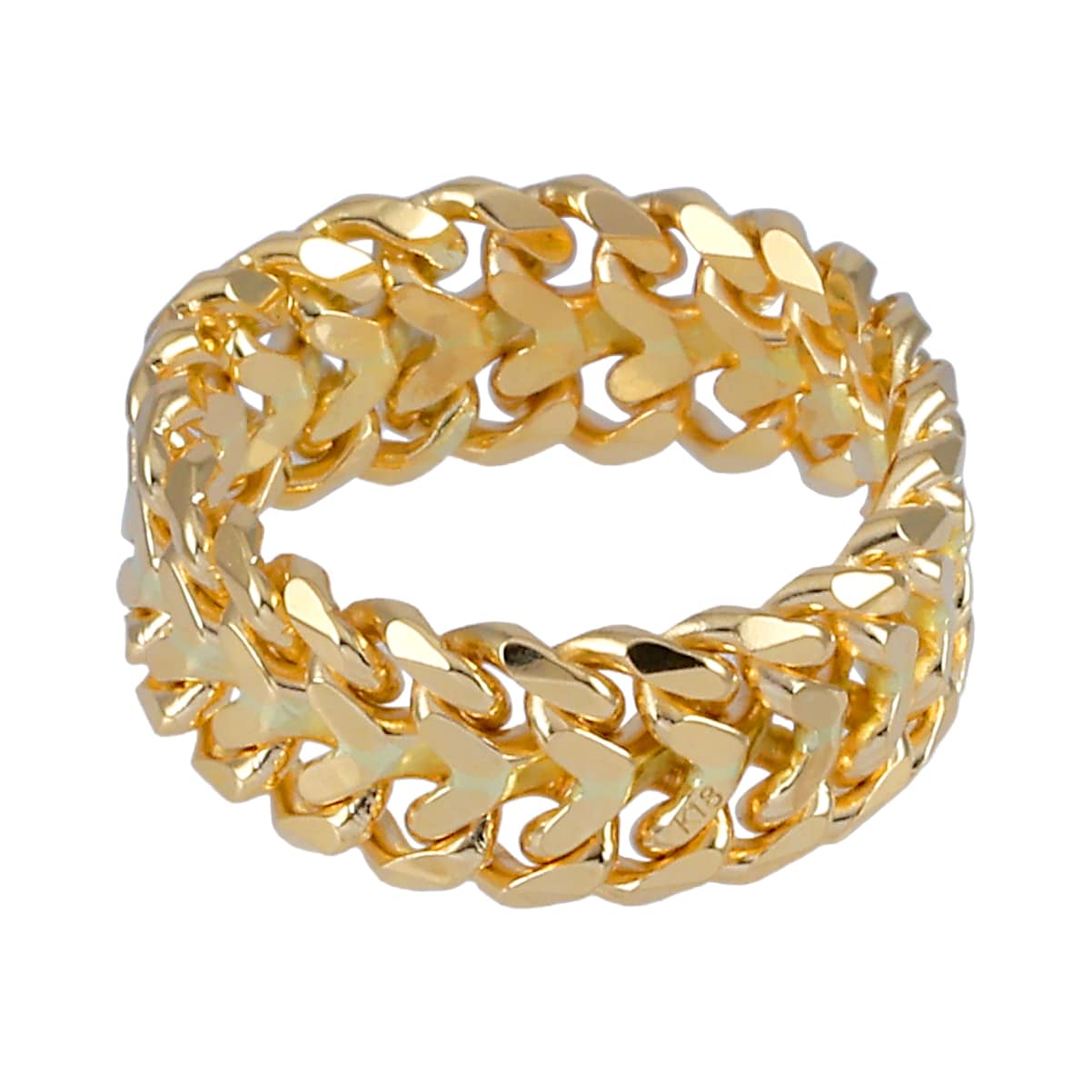 K18YG Yellow Gold Chain Ring Heart Bismarck 1.0 No.2