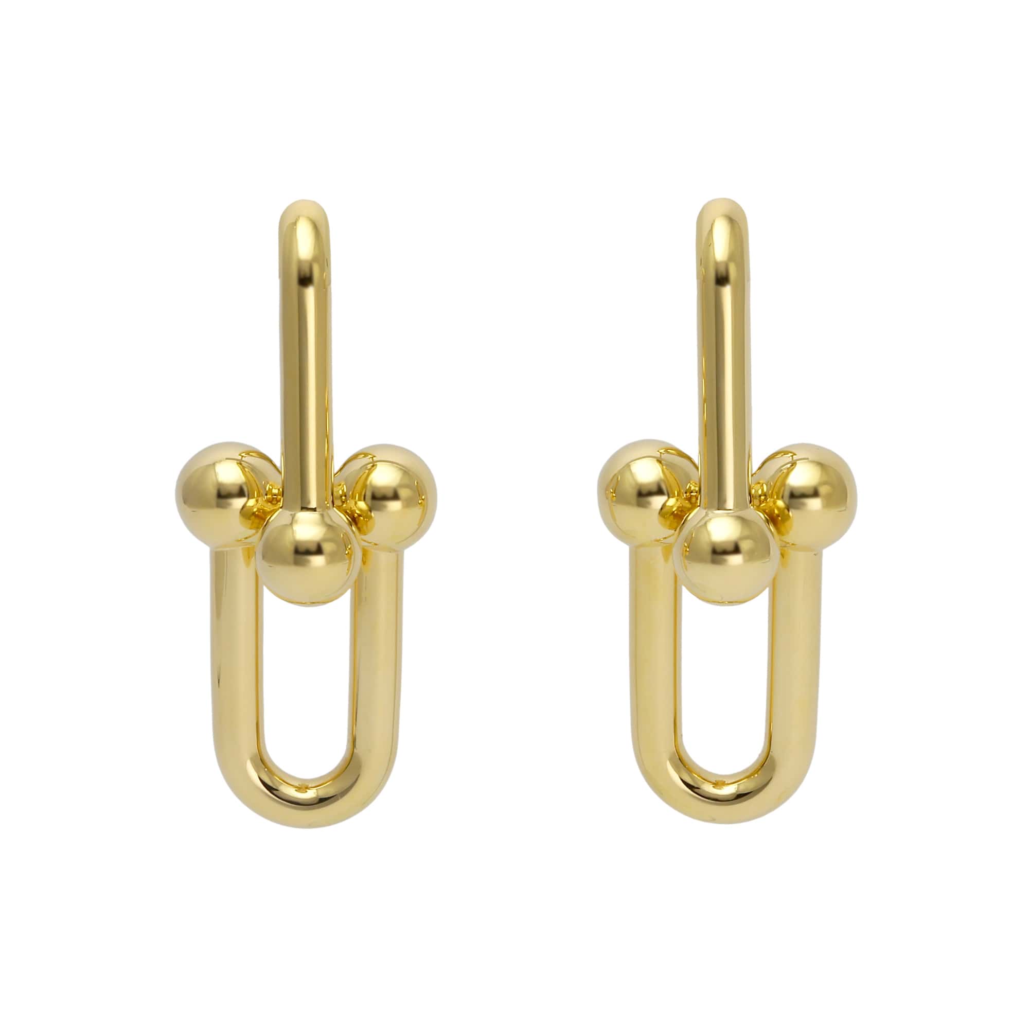 Tiffany Hardware Link K18YG Yellow Gold Earrings New