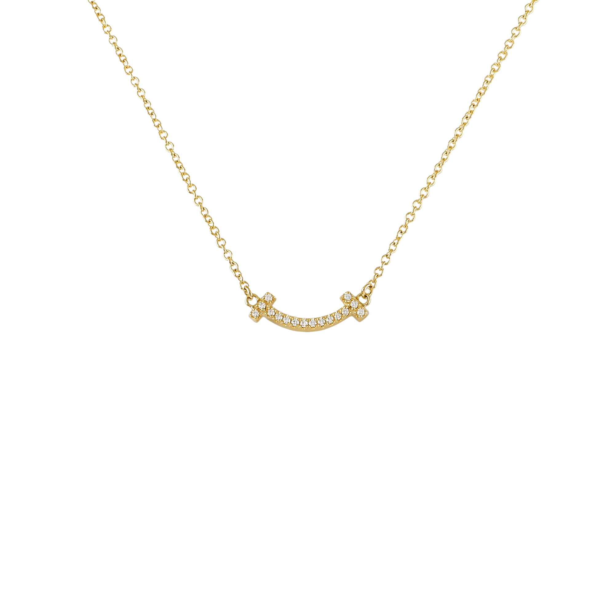 Tiffany T smile mini T K18YG yellow gold necklace new