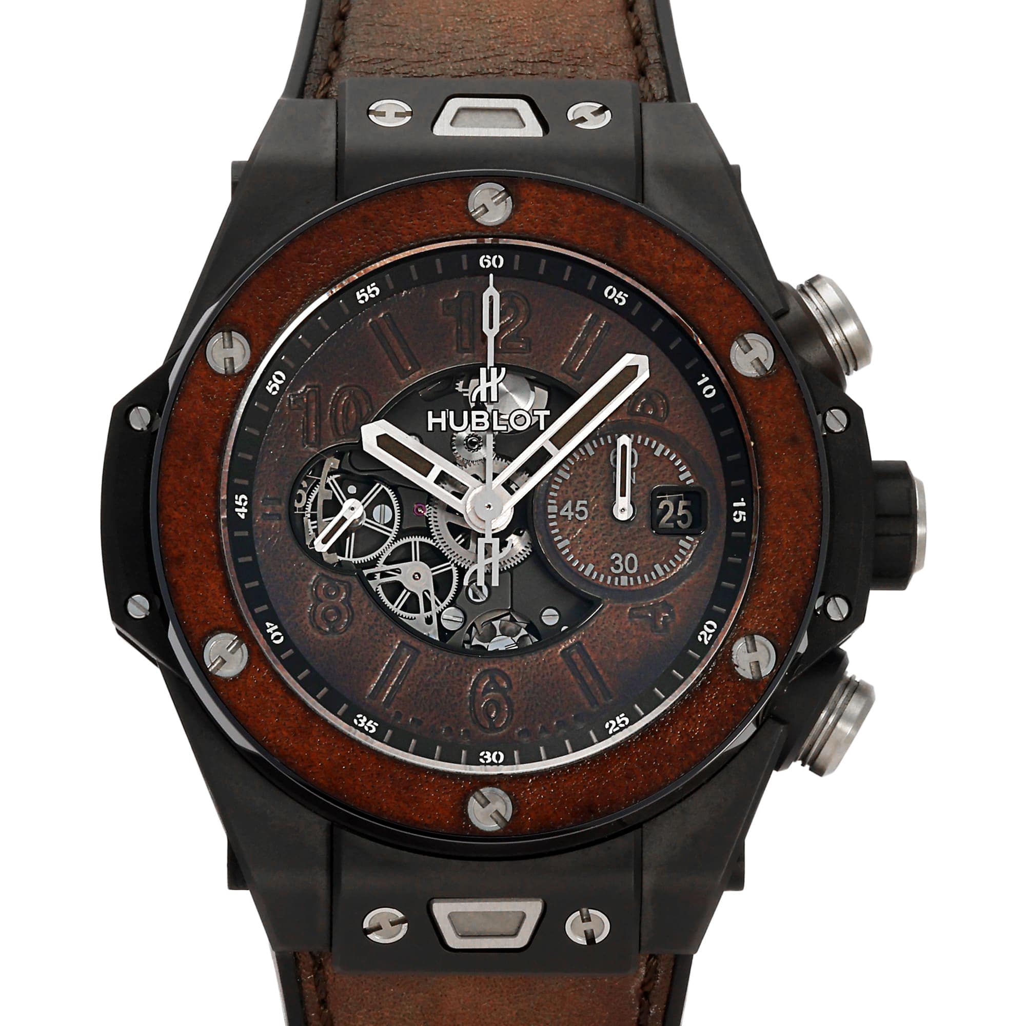 ウブロ HUBLOT ビッグバン ウニコ ベルルッティ コールドブラウン 世界限定100本 411.CI.0500.VR.BER20 ブラウン文字盤 中古 腕時計 メンズ