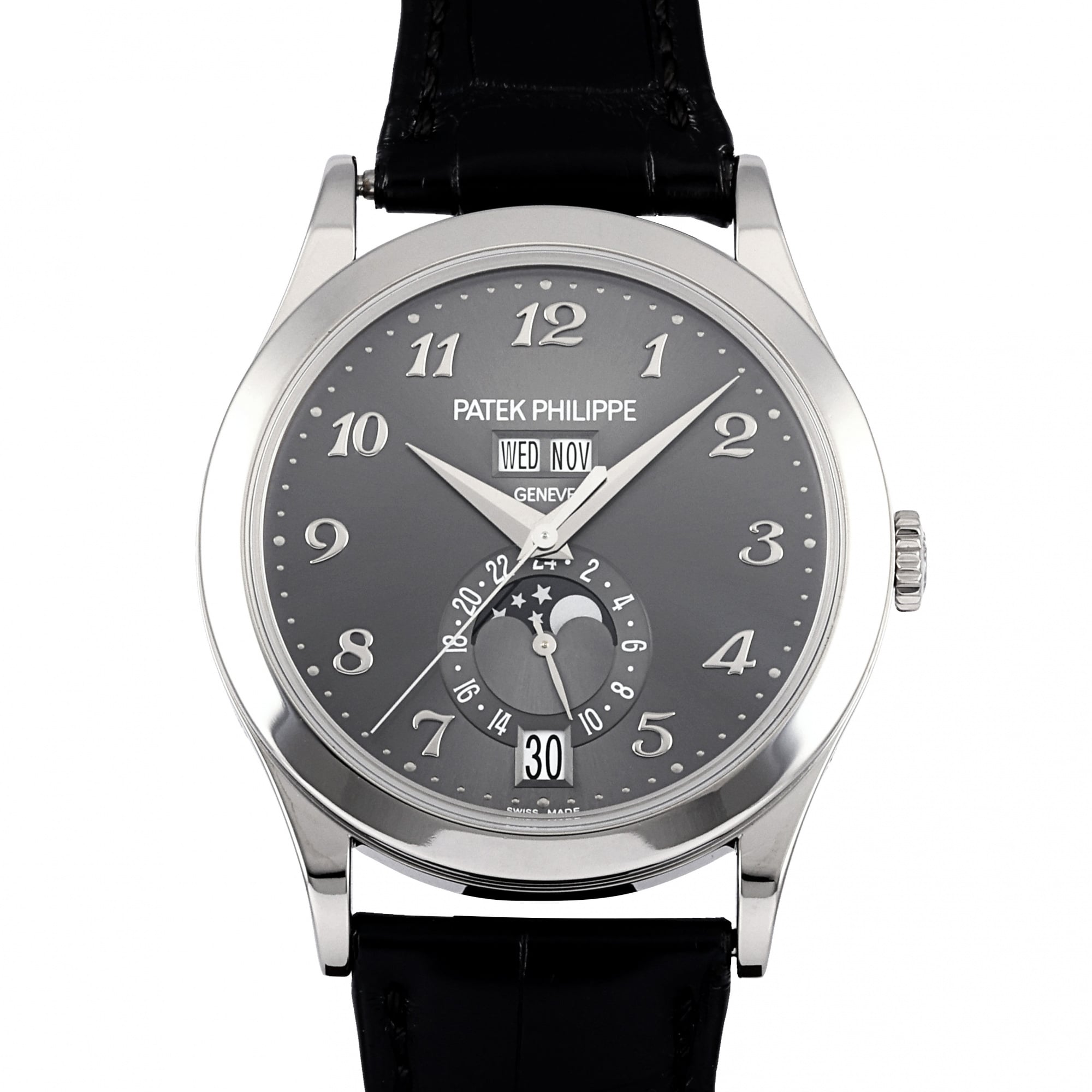 PATEC 필립 PATEK PHILIPPE 컴플리케이션 연간 캘린더 20주년 기념 모델 5396G-014 챠콜 그레이 문자판 중고 손목시계 맨즈