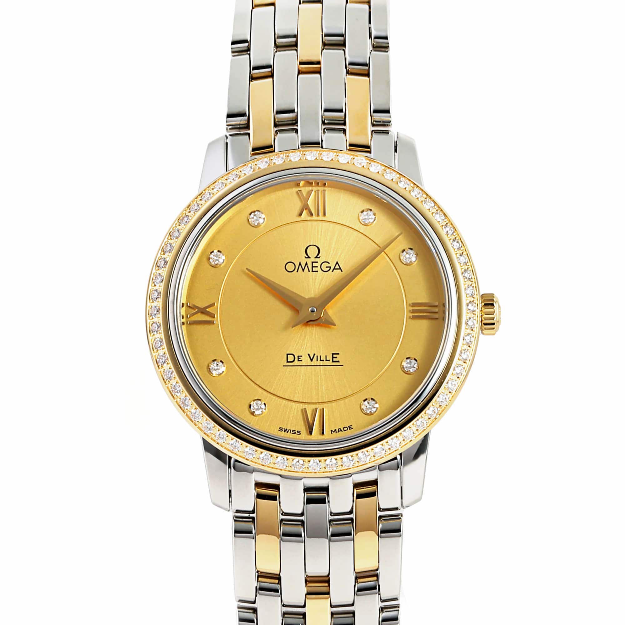 OMEGA De Ville Prestige 27.4 MM 424.25.27.60.58.001 Yellow Dial New Ladies Watch