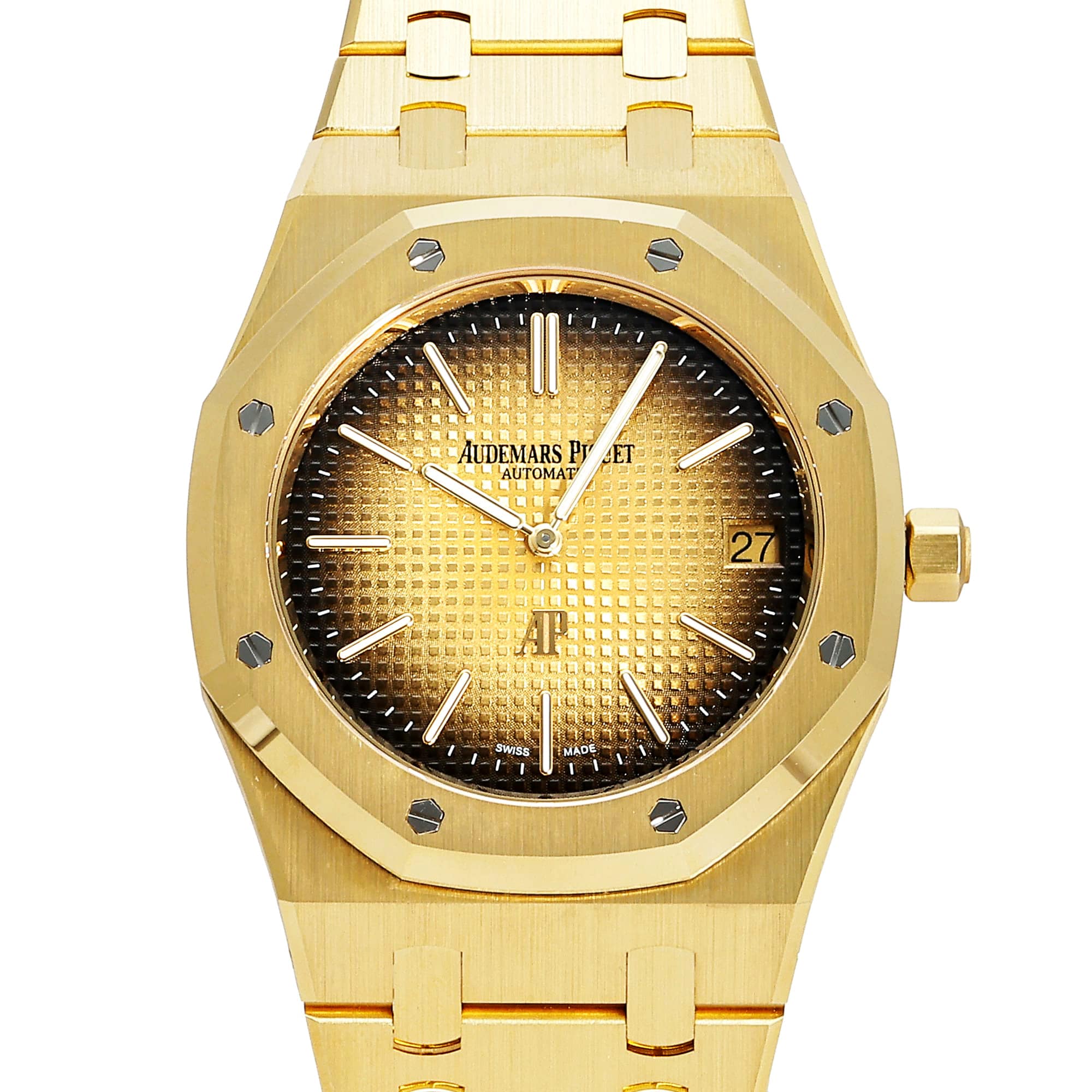 オーデマ・ピゲ AUDEMARS PIGUET ロイヤルオーク ジャンボ エクストラ シン ブティック限定モデル 16202BA.OO.1240BA.02 スモークイエローゴールド文字盤 中古 腕時計 メンズ