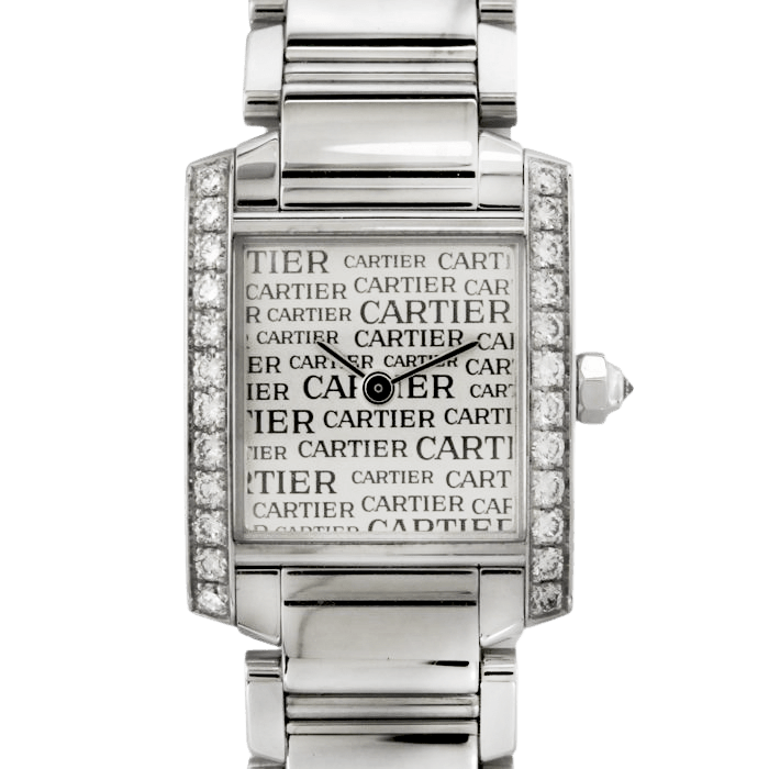 カルティエ Cartier タンク フランセーズ ベゼルダイヤ WE1024S3 シルバー文字盤 中古 腕時計 レディース